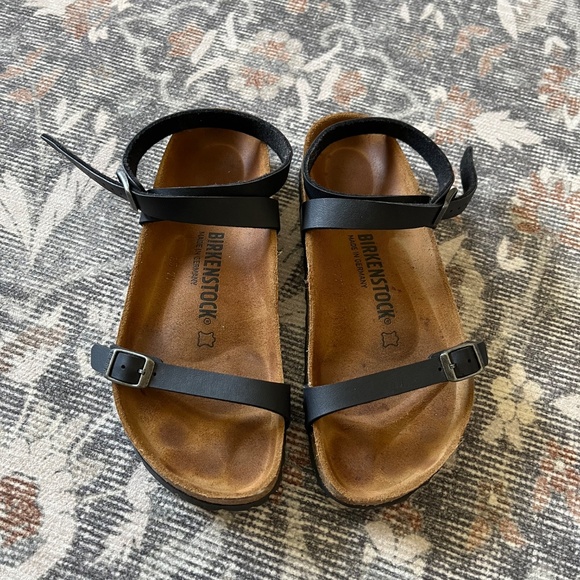 Black Ankle Wrap Birkenstocks for Women - Picture 2 of 4